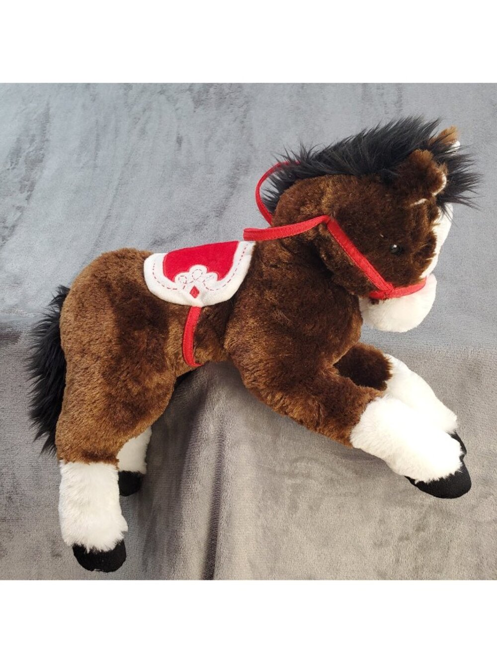 Toys R Us Plush Stuffed Dark Brown Horse 23" Retired Animal Equestrian Saddle